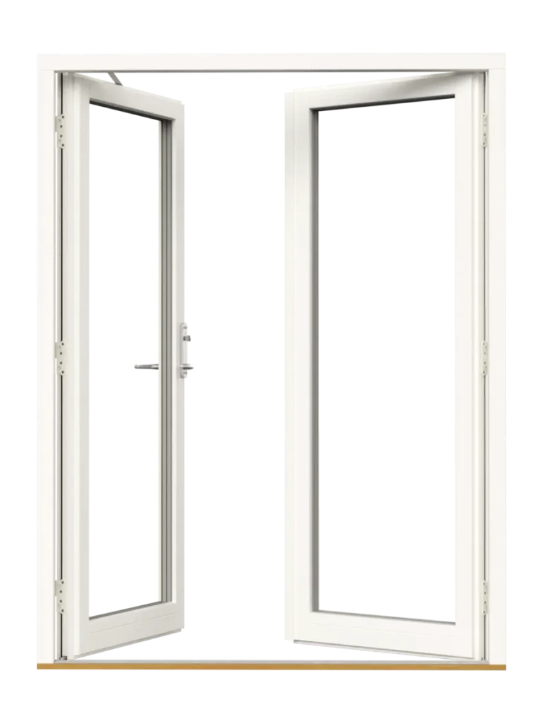 Parfönsterdörr från insidan, öppen